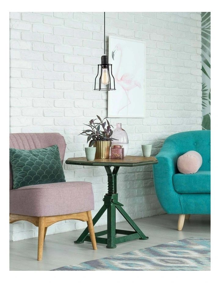 Blackband Industrial Black Angled Bird Cage Pendant Light image 2