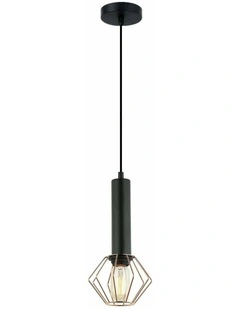 Corazon Interior Matte Black and Copper Cage Diamond Pendant Light