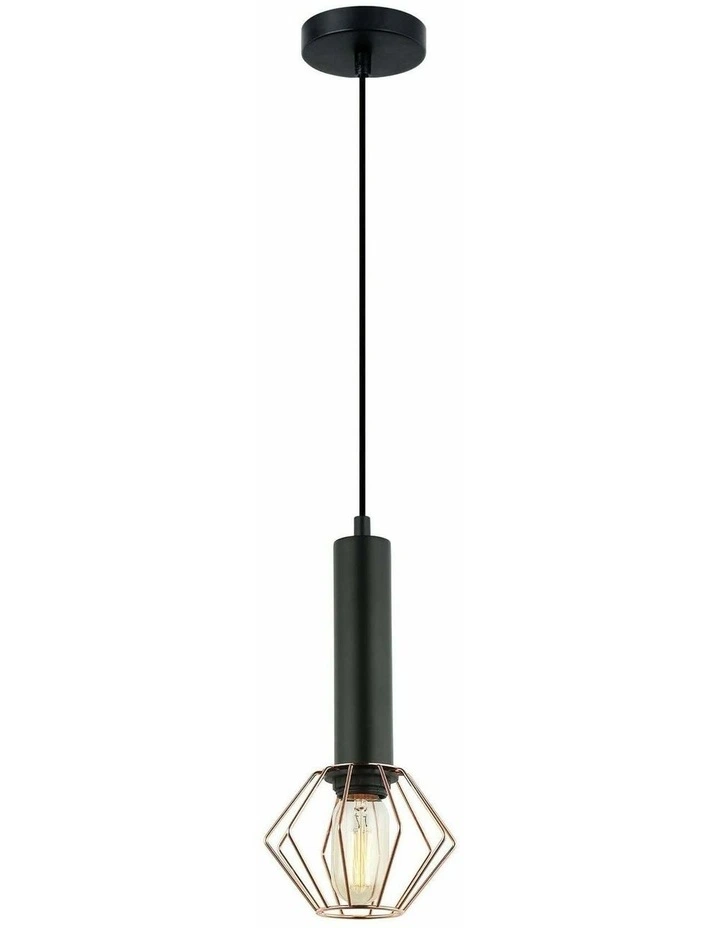 Corazon Interior Matte Black and Copper Cage Diamond Pendant Light image 1