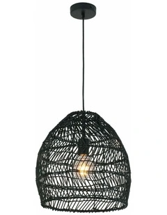Coup Bohemian Interior Rattan Matte Black Ellipse Pendant Light