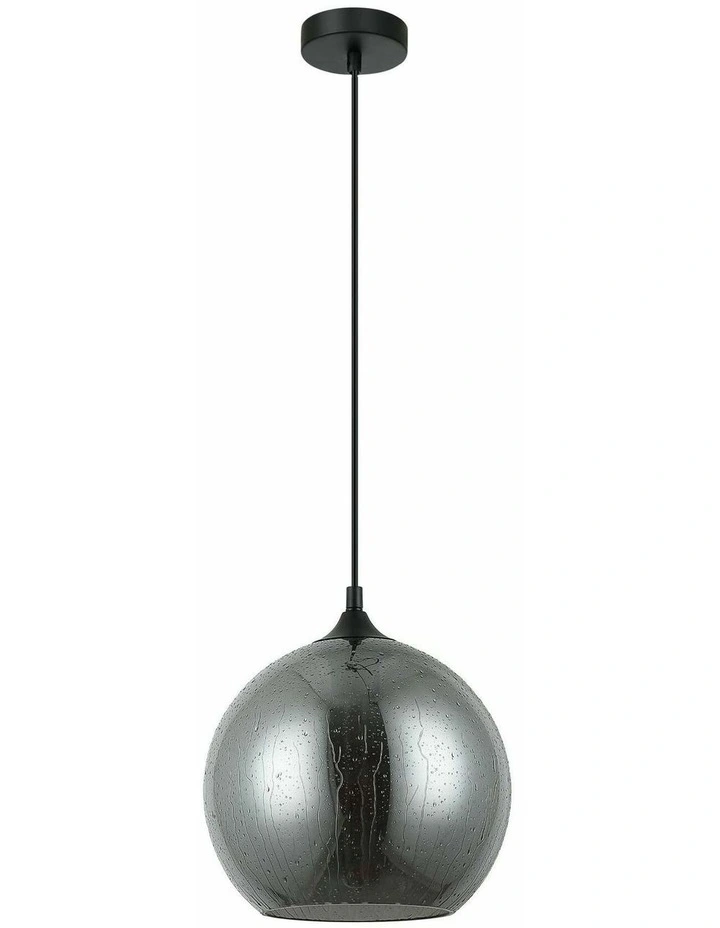Chuva Smokey Black Mirror Finish Glass with Rain Drop Effect Wine Glass Shape Pendant Light image 1