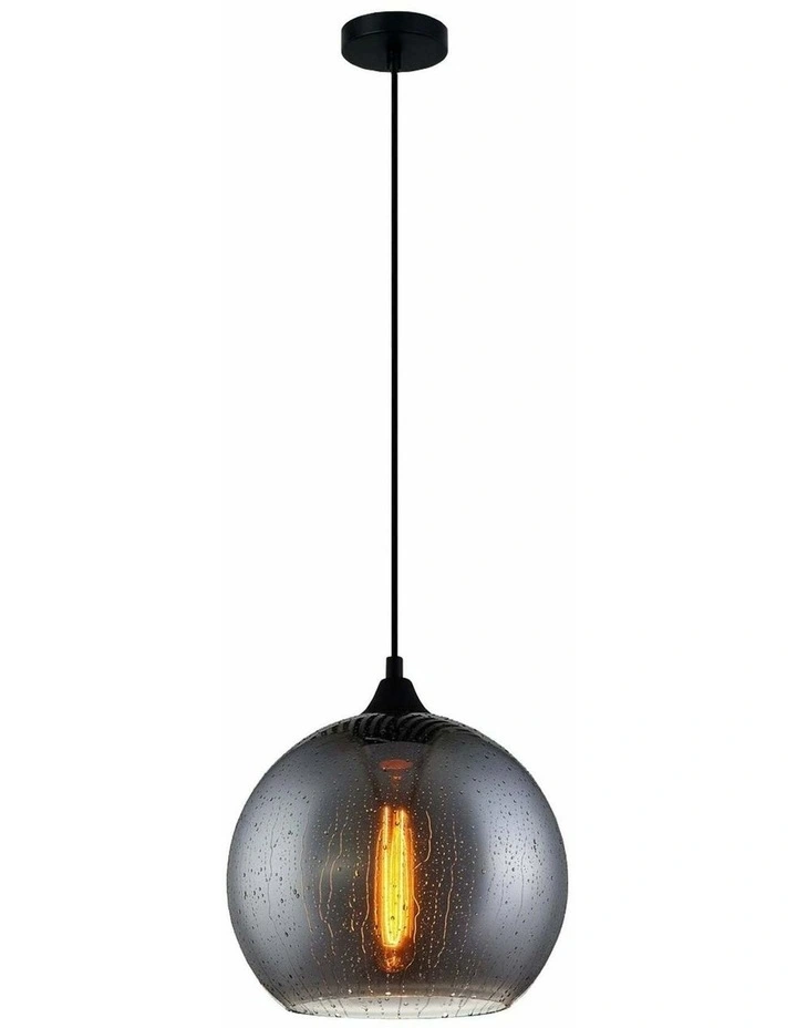 Chuva Smokey Black Mirror Finish Glass with Rain Drop Effect Wine Glass Shape Pendant Light image 2