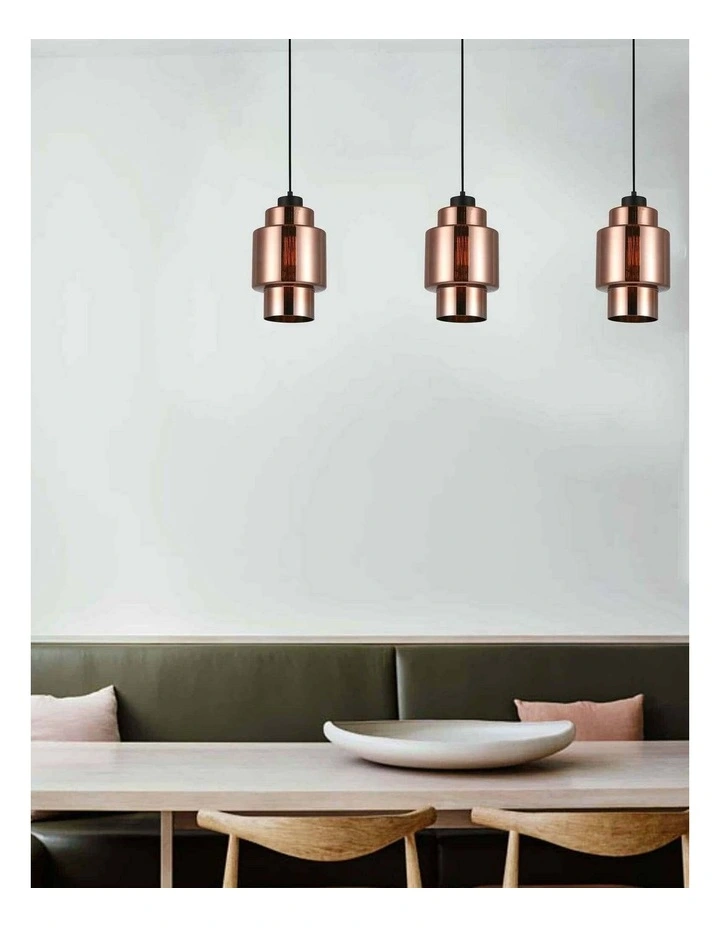 Lamina Retro Copper Coloured Glass Double Cylinder Pendant Light image 2