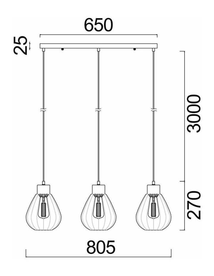 Tulip Interior Bronze Amber / Smokey Black Wine Glass Ribbed Multiple Bar Base Pendant Lights image 2