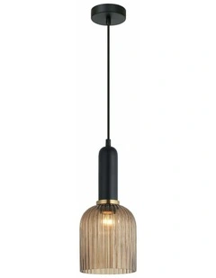 Vintaj Retro Interior Ellipse Shape Ribbed Glass Pendant Lights