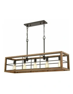 Banquet Retro Interior Rectangular Wood Frame Pendant Light