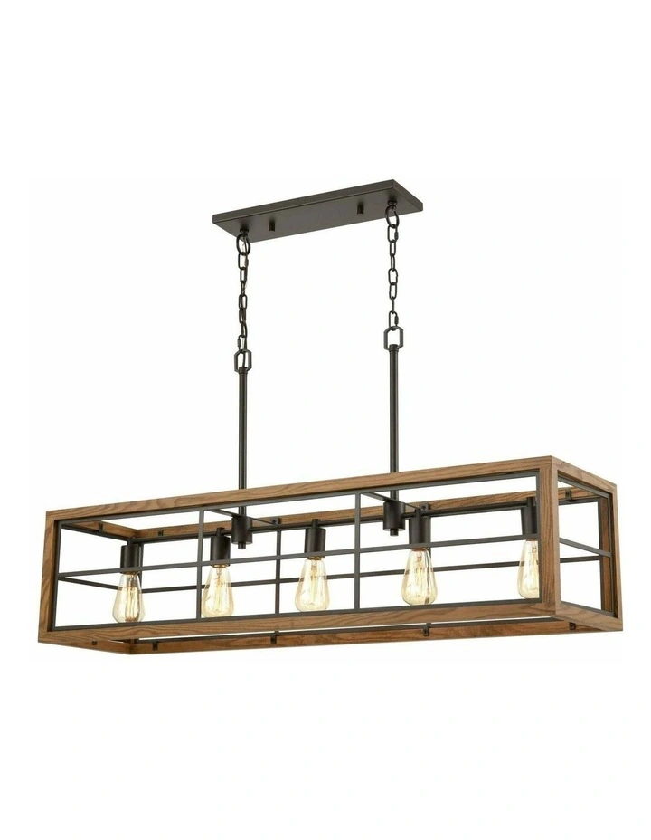 Banquet Retro Interior Rectangular Wood Frame Pendant Light image 1
