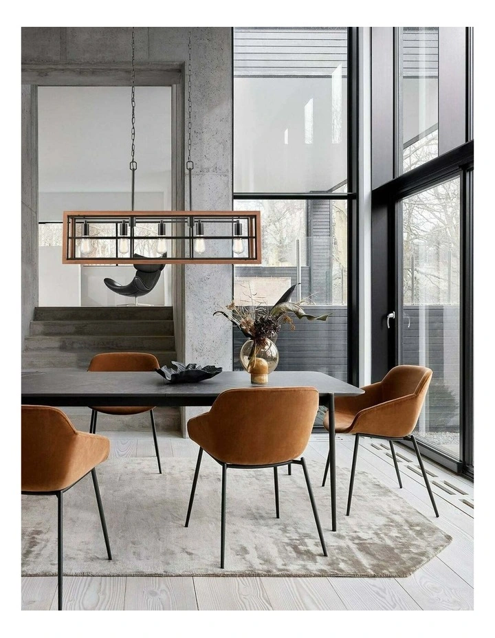 Banquet Retro Interior Rectangular Wood Frame Pendant Light image 2