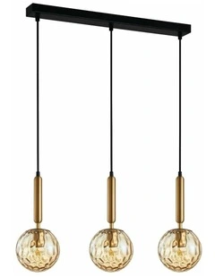 Trattino Interior Bronze Amber /Smokey Black Spherical Glass Multiple Bar Base Pendant Lights