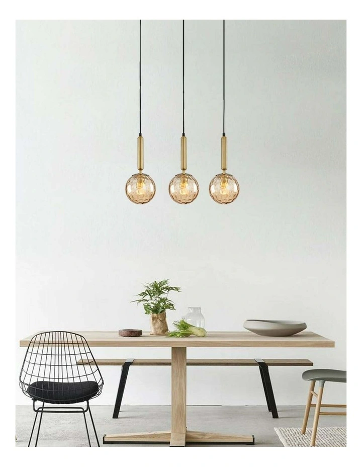 Trattino Interior Bronze Amber /Smokey Black Spherical Glass Multiple Bar Base Pendant Lights image 3