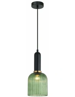 Vintaj Retro Interior Ellipse Shape Ribbed Glass Pendant Lights