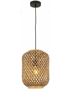 Cesta Bohemian Interior Cylinder Brown/Natural Bamboo Cage Pendant Light