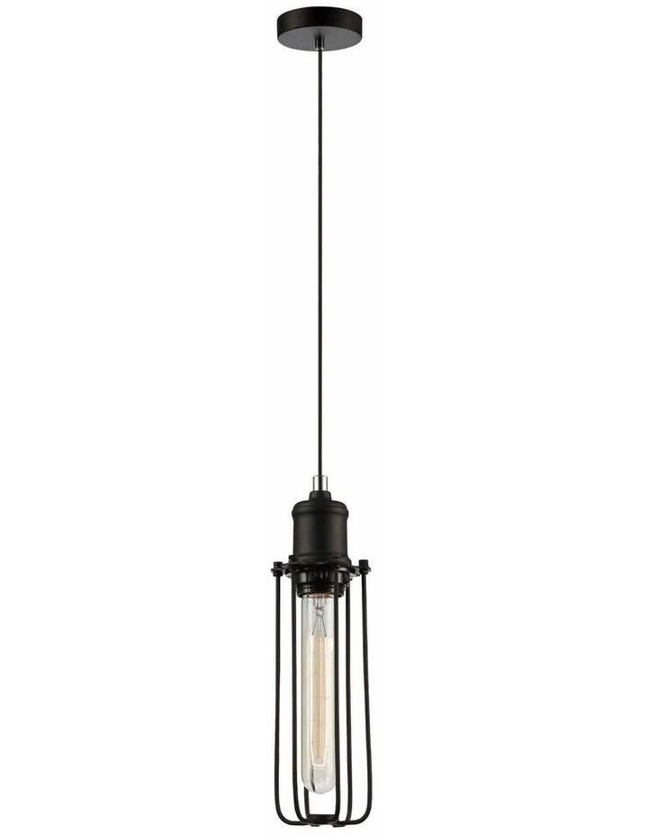 Blackband Industrial Black Tubular Bird Cage Pendant Light image 1