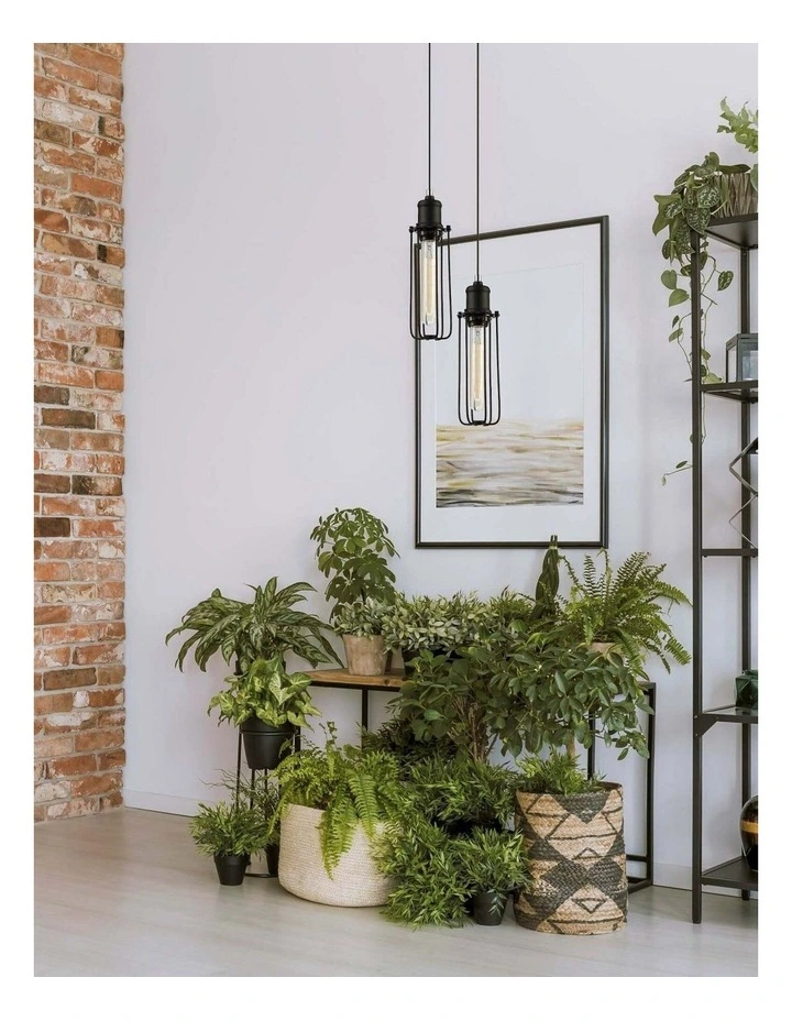 Blackband Industrial Black Tubular Bird Cage Pendant Light image 2