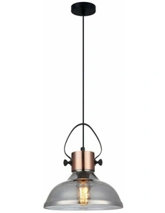 Fumoso Retro Smokey Black Mirror Finish Glass Dome Shape Pendant Light