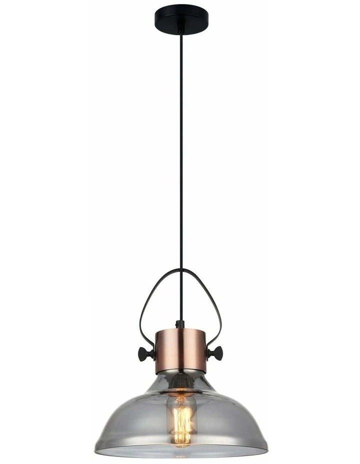 Fumoso Retro Smokey Black Mirror Finish Glass Dome Shape Pendant Light image 1