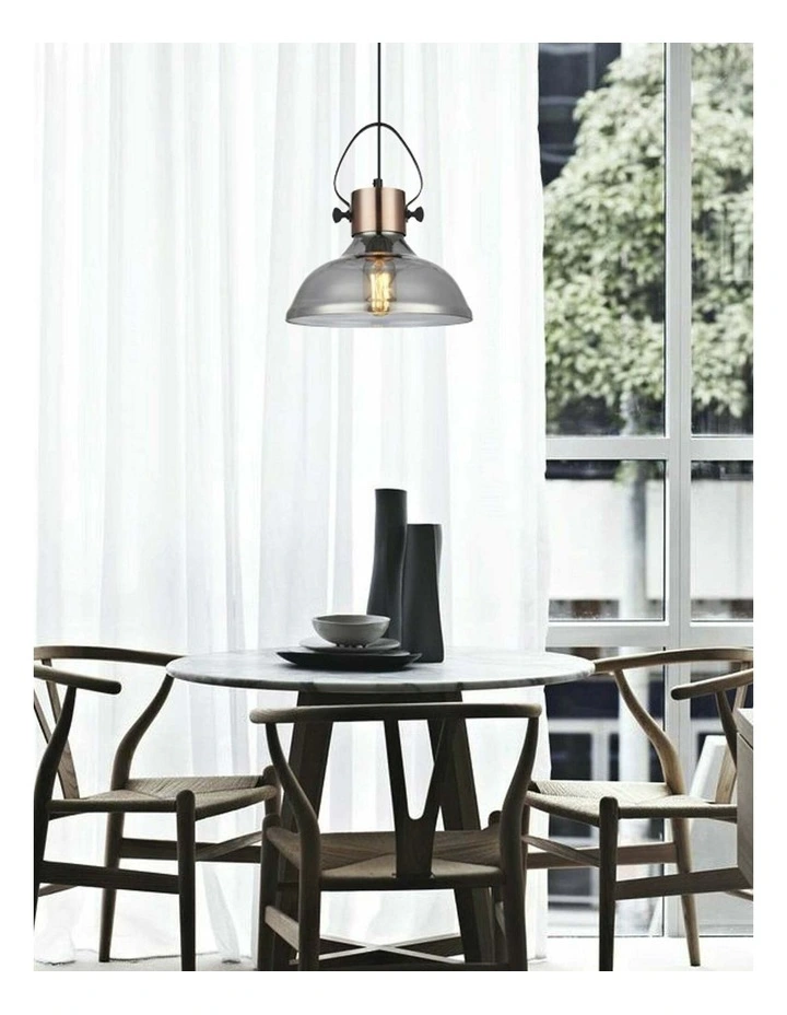 Fumoso Retro Smokey Black Mirror Finish Glass Dome Shape Pendant Light image 2