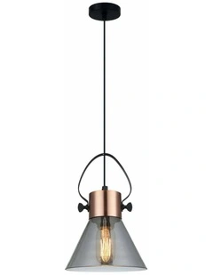 Fumoso Retro Smokey Black Mirror Finish Glass Cone Shape Pendant Light