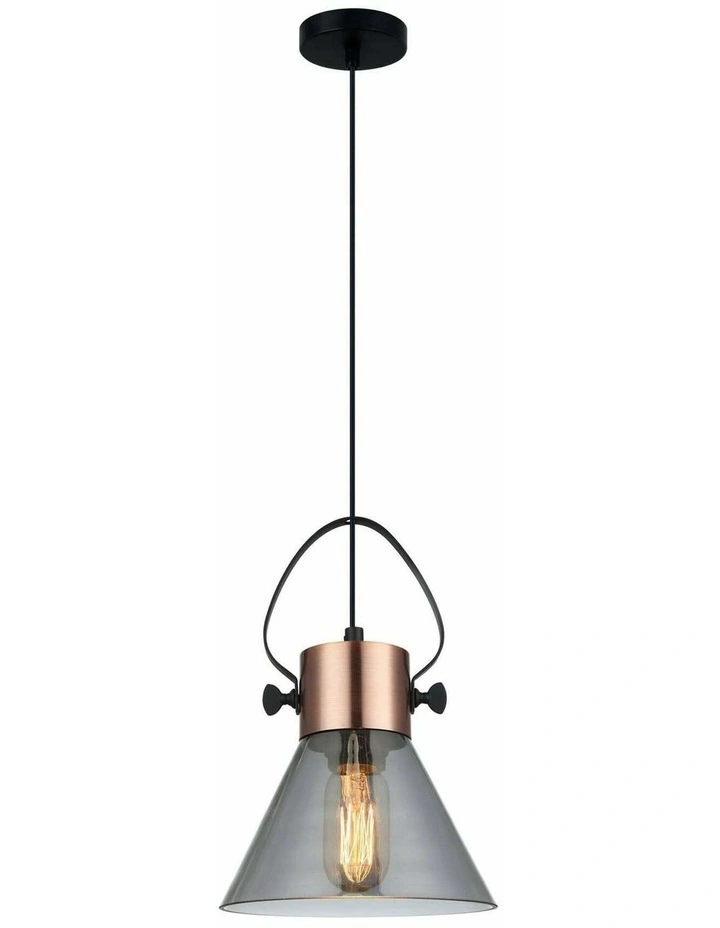Fumoso Retro Smokey Black Mirror Finish Glass Cone Shape Pendant Light image 1
