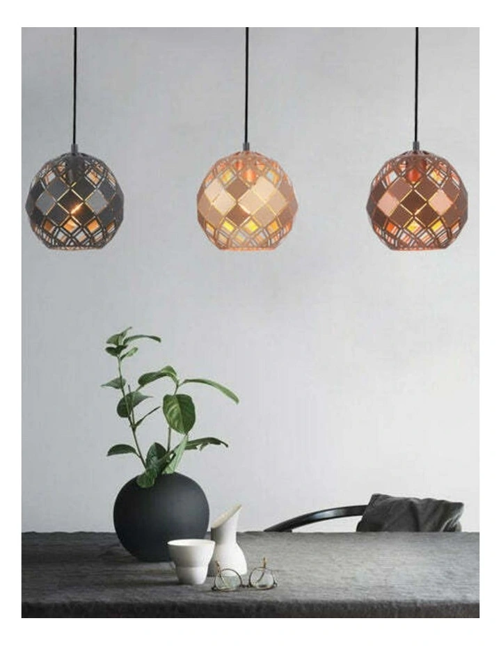 Tuile Interior Small Embossed Tiled Iron Wine Glass Shape Pendant Lights image 2