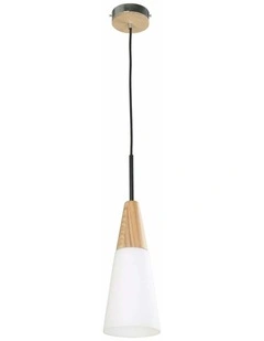 Finn Scandinavian Blonde Wood & Opal Glass Long Cone Pendant Light