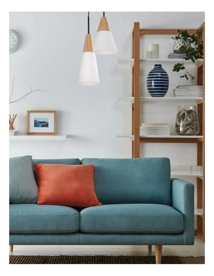 Finn Scandinavian Blonde Wood & Opal Glass Long Cone Pendant Light image 3