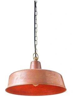 Deksel Industrial Rustic Aged Copper Interior Dome Shape Pendant Light