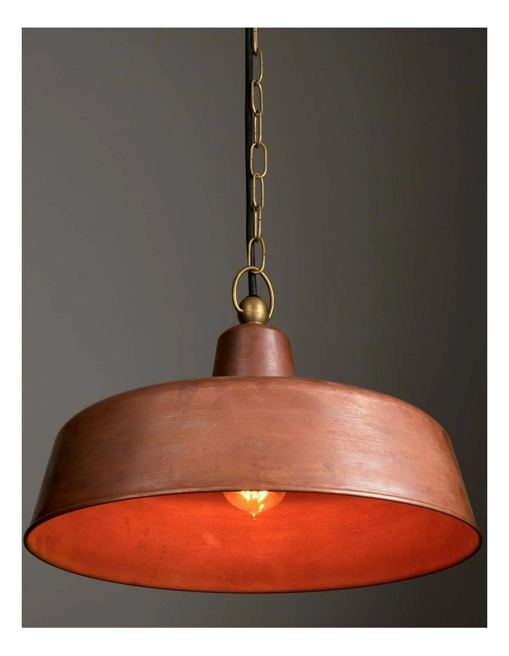 Deksel Industrial Rustic Aged Copper Interior Dome Shape Pendant Light image 2