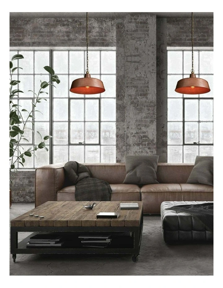 Deksel Industrial Rustic Aged Copper Interior Dome Shape Pendant Light image 3