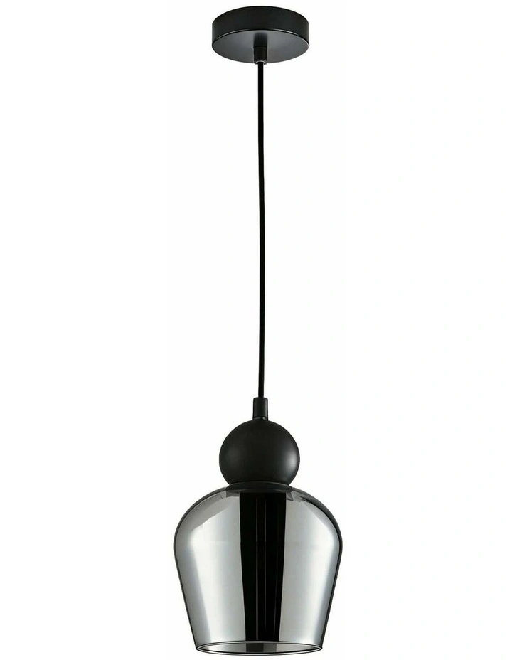 Champan Interior Bronze Amber / Mirror Finish Smokey Black Glass Ellipse Pendant Lights image 1