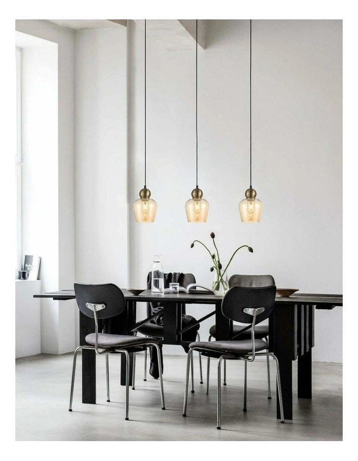 Champan Interior Bronze Amber / Mirror Finish Smokey Black Glass Ellipse Pendant Lights image 2