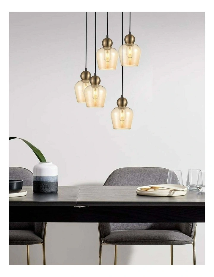 Champan Interior Bronze Amber / Mirror Finish Smokey Black Glass Ellipse Pendant Lights image 3