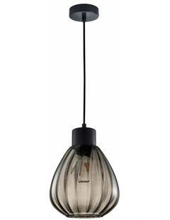 Tulip Interior Bronze Amber / Smokey Black Wine Glass Ribbed Pendant Lights