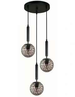 Trattino Interior Bronze Amber / Smokey Black Spherical Glass Multiple Round Base Pendant Lights