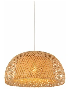Canasta Bohemian Interior Large Natural Bamboo Finish Pendant Light