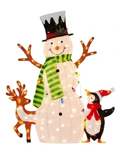 Christabelle 1.2m Christmas Snowman Display Indoor Outdoor with LED Lights and Animals Decoration