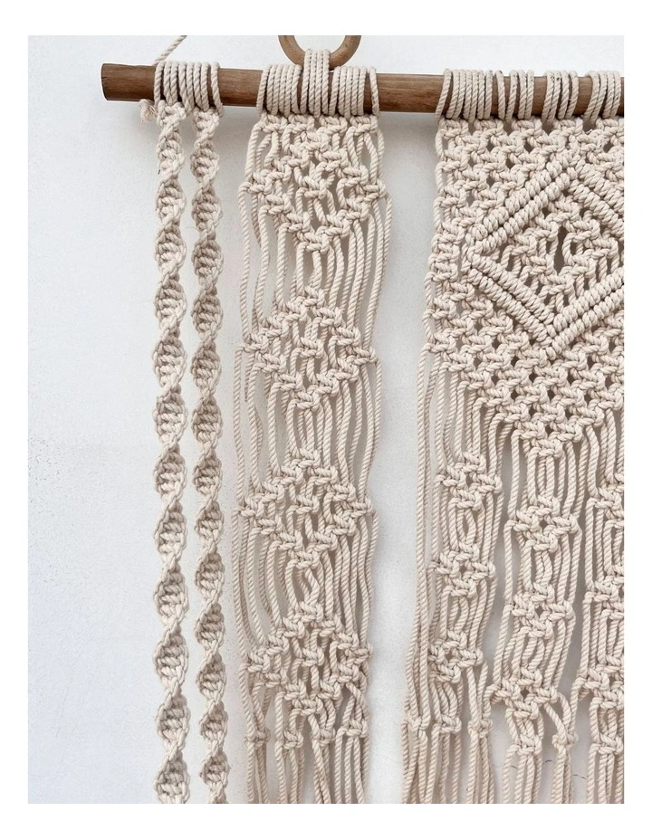 Fab Habitat Kibber Handcrafted Macram Wall Hanging with Wooden Shelf image 3