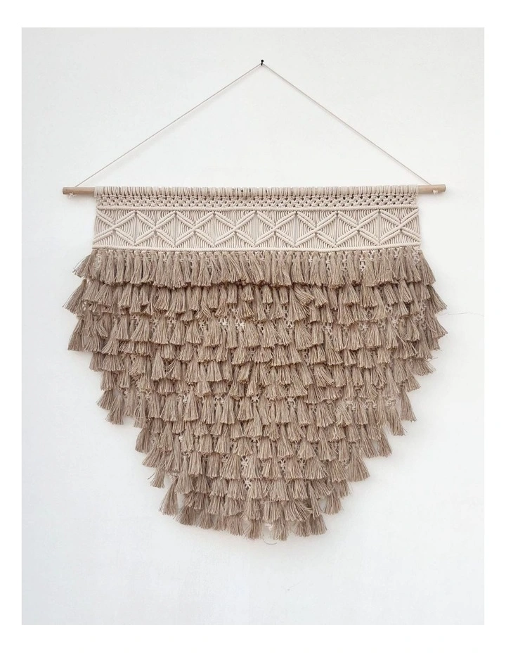 Fab Habitat Ringmo Handcrafted Macram Wall Hanging with Jute Fringes image 1
