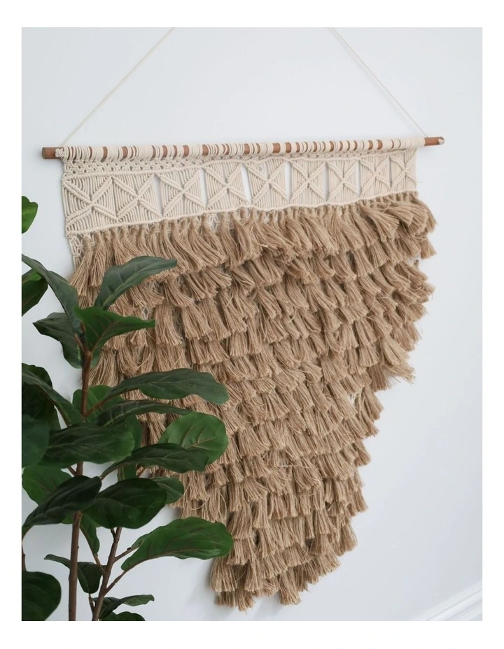 Fab Habitat Ringmo Handcrafted Macram Wall Hanging with Jute Fringes image 2