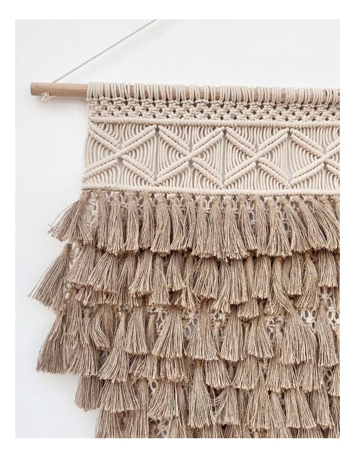 Fab Habitat Ringmo Handcrafted Macram Wall Hanging with Jute Fringes image 3