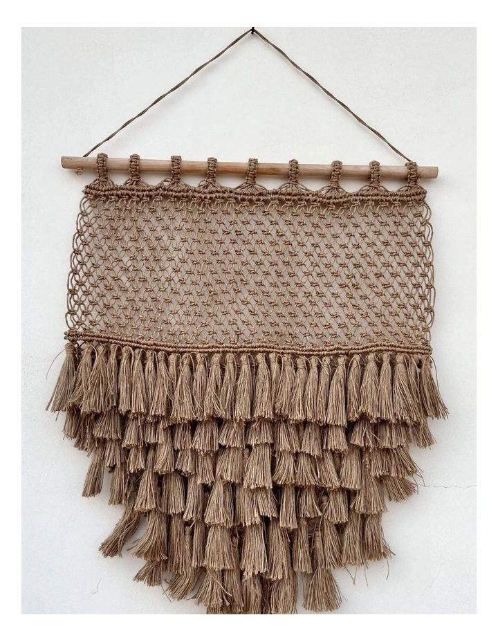 Fab Habitat Dilli Handcrafted Macram Wall Hanging with Jute Fringes image 1