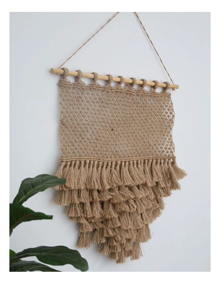 Fab Habitat Dilli Handcrafted Macram Wall Hanging with Jute Fringes image 2