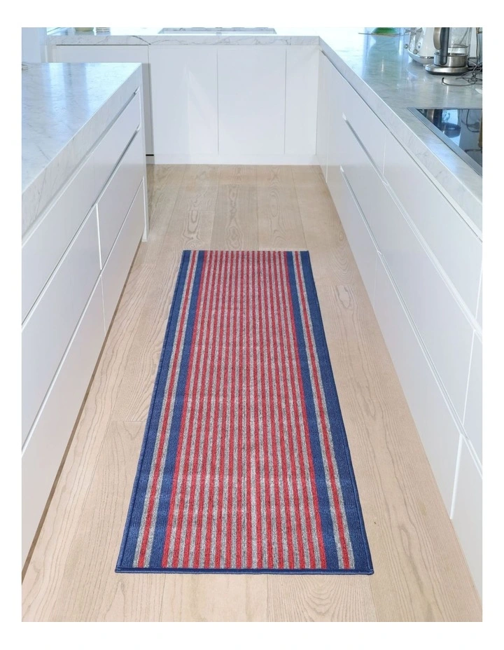 Fab Habitat Griffin Striped Polypropylene Kitchen Mat In Navy Blue image 2