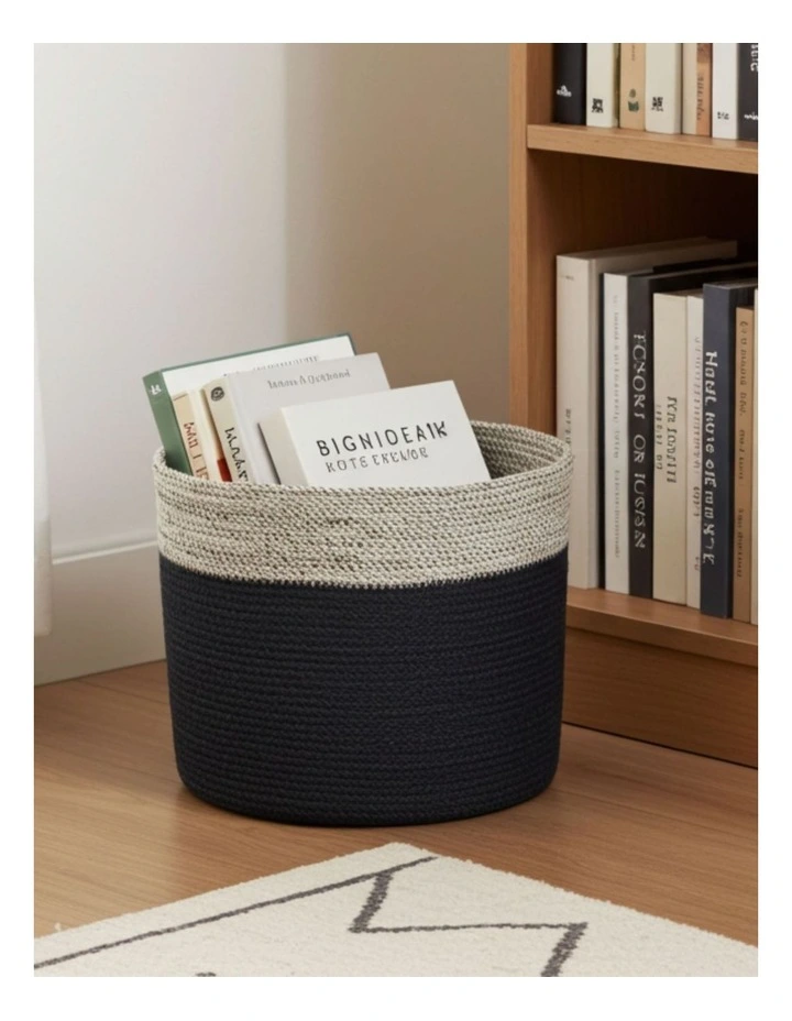 Fab Habitat Bedford Set of 4 Handmade Jute Storage & Laundry Baskets in Black and Grey image 3