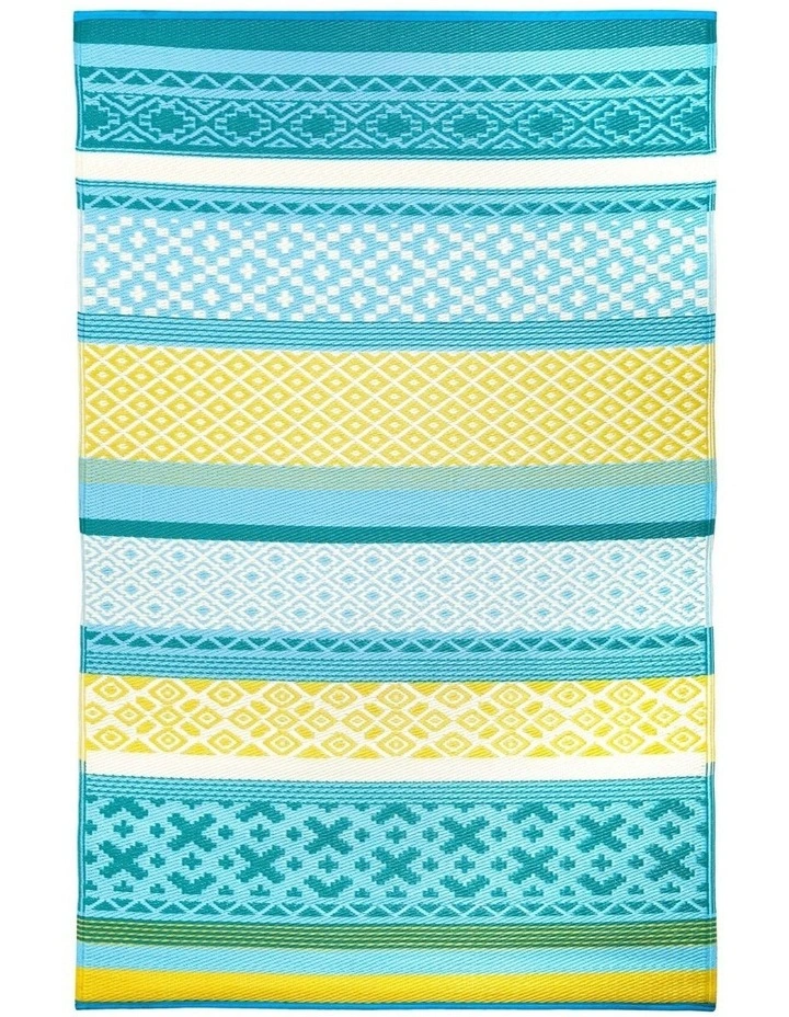 Fab Habitat Tromso Scandanavian Recycled Plastic Outdoor Rug in Multicoloured Blue image 1