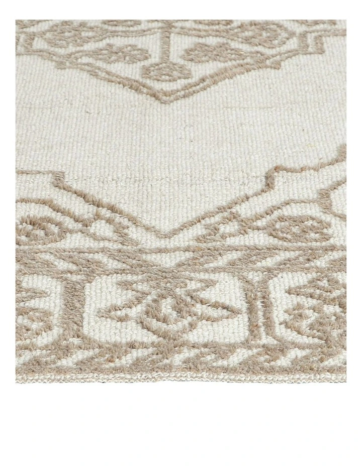 Fab Habitat Vidhi Wool Rug in Ivory and Beige image 3