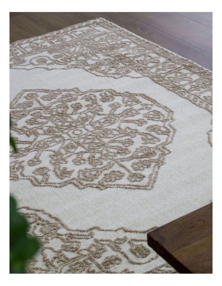 Fab Habitat Vidhi Wool Rug in Ivory and Beige image 6