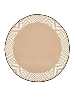 Fab Habitat Olympia Modern Recycled Plastic Round Outdoor Rug in Beige & White