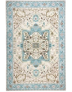 Fab Habitat Noor Traditional Non Slip Rug in Blue