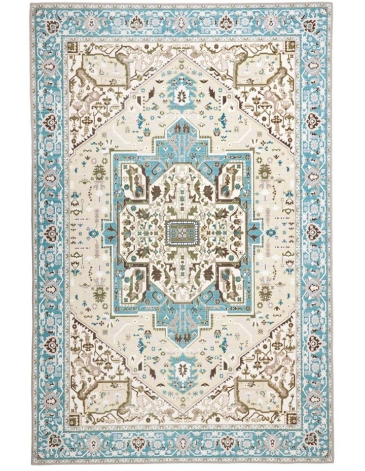 Fab Habitat Noor Traditional Non Slip Rug in Blue image 1